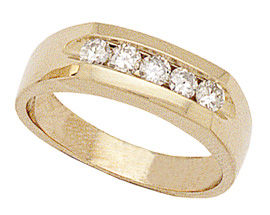 14K Gold Men's 1/2 Carat Five Diamond Channel Ring