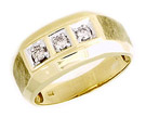 10K Gold Men's 1/4 Carat Three Diamond Ring