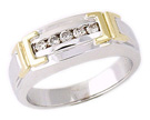 14K Two-Tone Gold Men's 1/4 Carat Five Diamond Ring