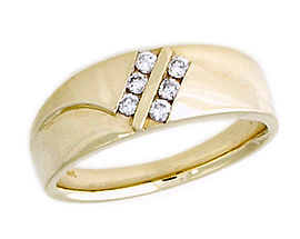 14K Gold Men's 1/4 Carat Six Stone Diamond Diagonal Ring