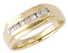 14K Gold Men's 1/4 Carat Seven Stone Channel Ring