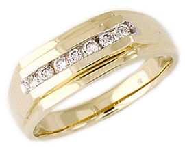 14K Gold Men's 1/4 Carat Seven Stone Channel Ring