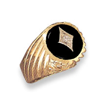14K Gold Onyx & Diamond Swirl Design Ring
