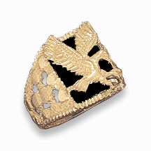 14K Gold Eagle Onyx Ring