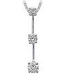 14K White Gold 3 Stone Diamond Pendant