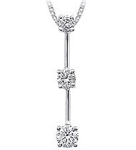 14K White Gold 3 Stone Diamond Pendant