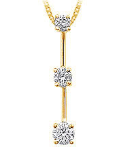 14K Gold 3 Stone Diamond Pendant