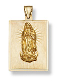 14K Gold Virgin Mary Plaque Pendant