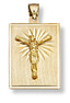 14K Gold Jesus Crucifix Plaque Pendant