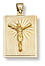 14K Gold Jesus Crucifix Plaque Pendant