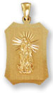 14K Gold Virgin Mary Plaque Pendant