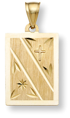 14K Gold Engraveable Christian Plaque Pendant