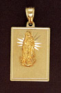 14K Gold Virgin Mary Plaque Pendant