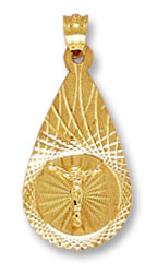 14K Gold Tear-Drop Crucifix Charm