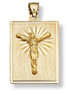 14K Gold Jesus Crucifix Plaque Pendant