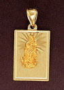 14K Gold Virgin Mary Plaque Pendant