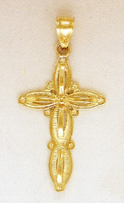 14K Gold Design Cross Pendant