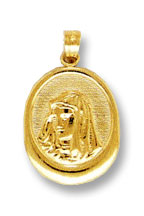 14K Gold Face of Mary Pendant