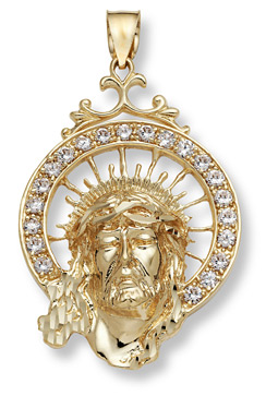 Face of Jesus Pendant - 14K Gold