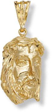 14K Gold Jesus Face Pendant