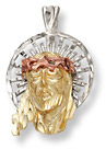 14K Gold Tri-Color Jesus Head Pendant