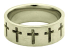 14K White Gold Cross Band Ring