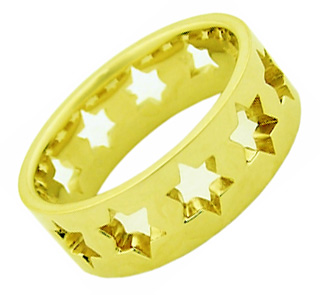 Star of David Wedding Band Ring, 14K Gold