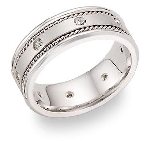 14K White Gold 1/4 Carat Diamond Wedding Band