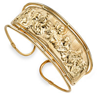 14K Gold The Last Supper Bangle Bracelet