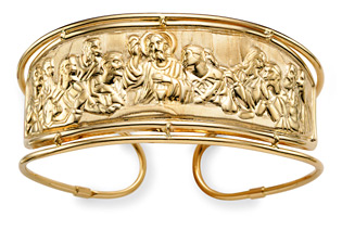14K Gold The Last Supper Bangle Bracelet