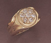 14K Gold Men's 7 Stone Round Cubic Zirconia Ring