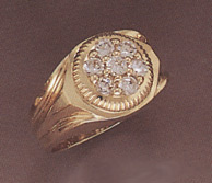 14K Gold Men's 7 Stone Round Cubic Zirconia Ring