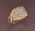 14K Gold Men's 7 Stone Round Cubic Zirconia Ring