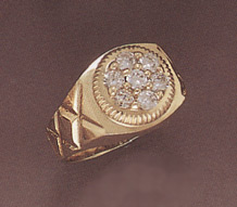 14K Gold Men's 7 Stone Round Cubic Zirconia Ring
