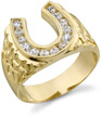 14K Gold Men's Horseshoe CZ Ring