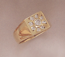 14K Gold Men's CZ Ring