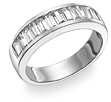 14K White Gold Men's Baguette Set CZ Ring
