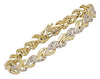10K Gold Stylized Leaf 1/2 Carat Diamond Fashion Bracelet
