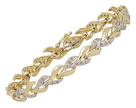 10K Gold Stylized Leaf 1/2 Carat Diamond Fashion Bracelet