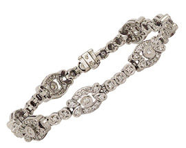14K White Gold Victorian Lace 1.50 Carat Diamond Bracelet