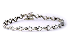 10K White Gold and Diamond Heart Link Bracelet