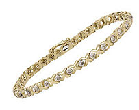 10K Gold XOXO Hugs & Kisses 1/4 Carat Diamond Bracelet