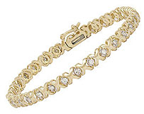 14K Gold XOXO Hugs & Kisses 1 Carat Diamond Bracelet