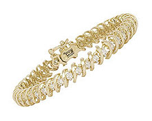 1K Gold Flat Swirl 3.0 Carat Diamond Tennis Bracelet