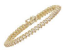 14K Gold Traditional Spiral 1 Carat Diamond Bracelet