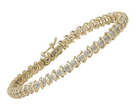 10K Two-Tone  Gold 1/4 Carat Diamond Swirl Bracelet