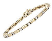 14K Gold Contemporary 1 Carat Diamond Barrel Bracelet