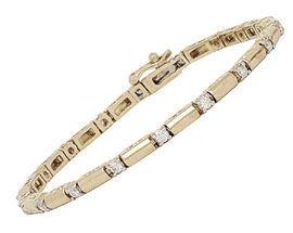 14K Gold Contemporary 1 Carat Diamond Barrel Bracelet