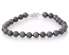 Cultured Black Pearl Bracelet - 14K White Gold