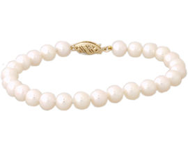 Cultured Round Pearl Bracelet 14K Yellow Gold - 6.5mm